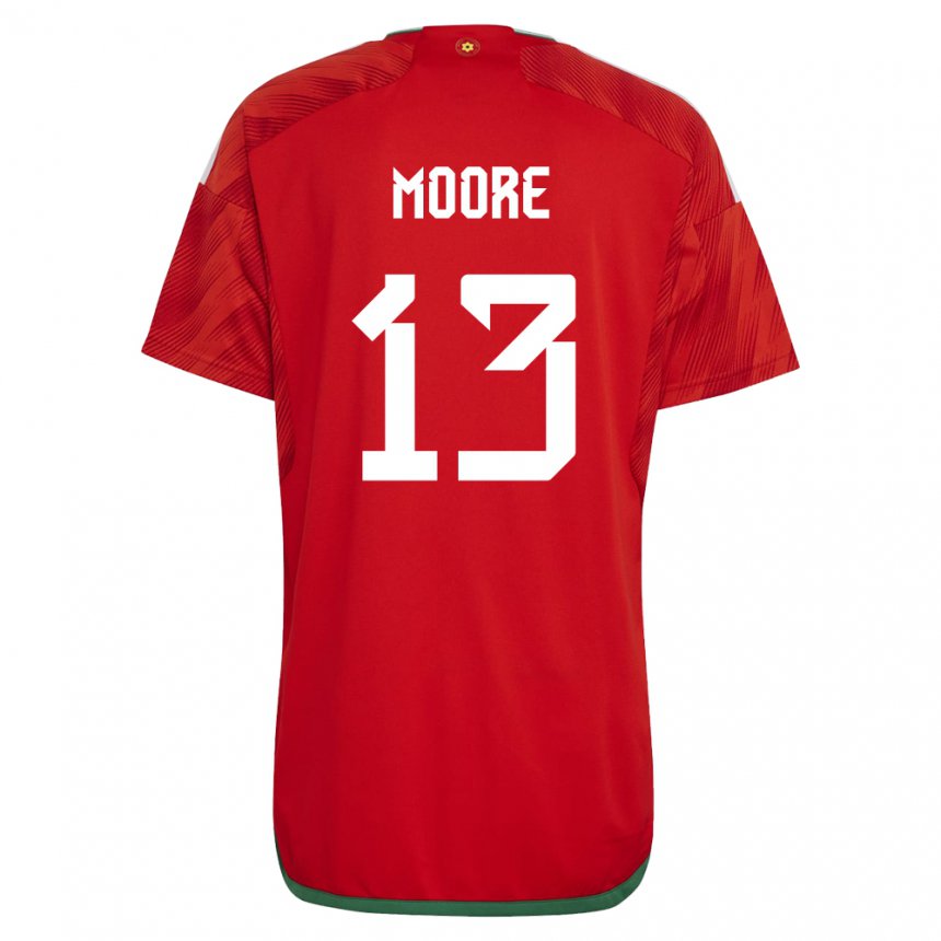 Herren Walisische Kieffer Moore #13 Rot Heimtrikot Trikot 22-24 T-shirt Belgien