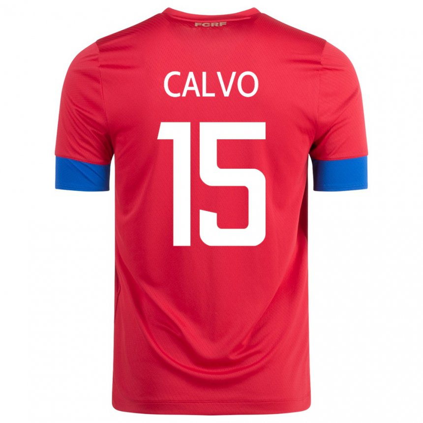Homme Maillot Costa Rica Francisco Calvo #15 Rouge Tenues Domicile 22-24 T-shirt Belgique