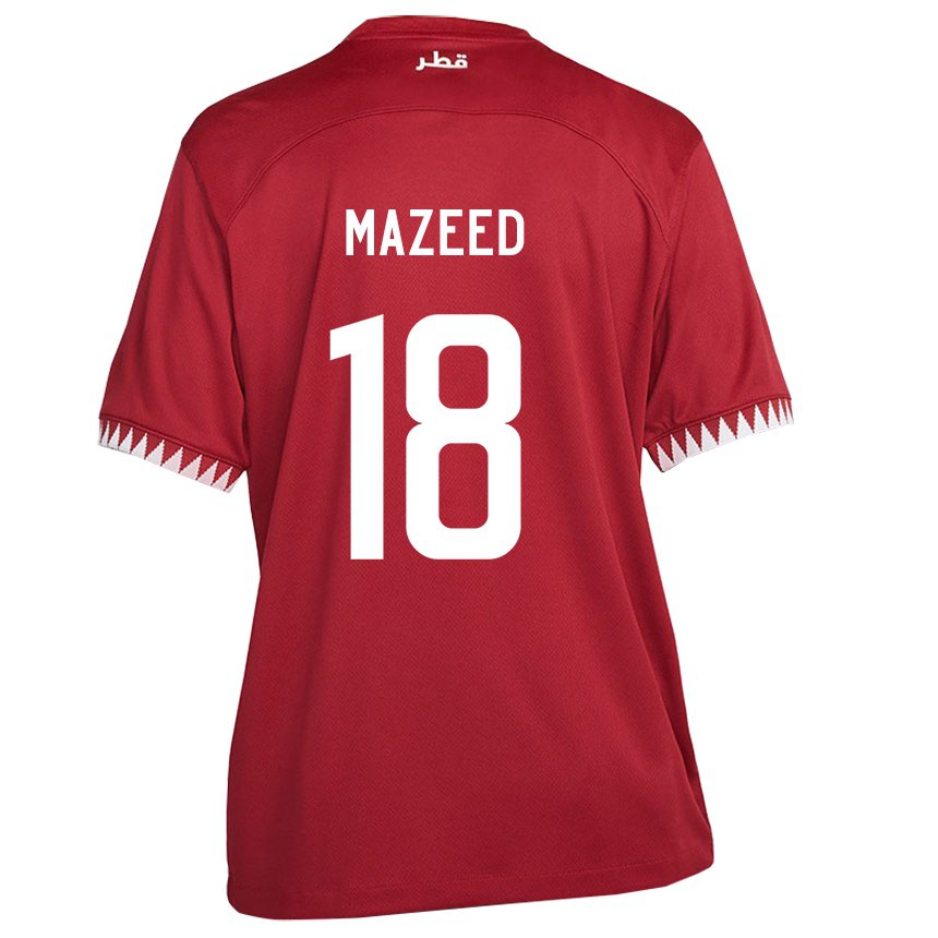 Homme Maillot Qatar Khalid Muneer Ali #18 Bordeaux Tenues Domicile 22-24 T-shirt Belgique