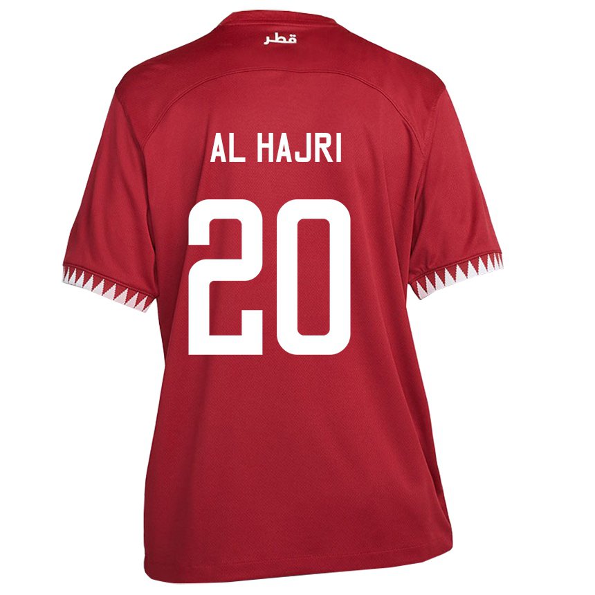 Homme Maillot Qatar Salem Al Hajri #20 Bordeaux Tenues Domicile 22-24 T-shirt Belgique