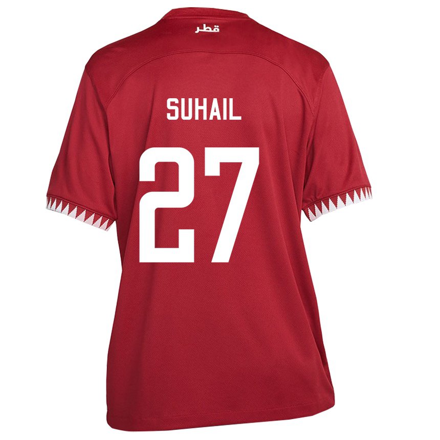 Herren Katarische Ahmed Suhail #27 Kastanienbraun Heimtrikot Trikot 22-24 T-shirt Belgien
