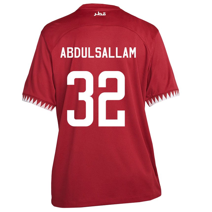 Herren Katarische Jassem Gaber Abdulsallam #32 Kastanienbraun Heimtrikot Trikot 22-24 T-shirt Belgien