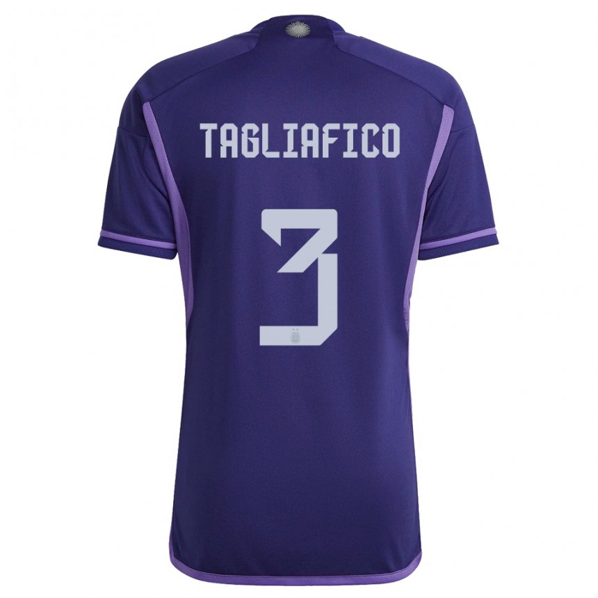 Herren Argentinische Nicolas Tagliafico #3 Violett Auswärtstrikot Trikot 22-24 T-shirt Belgien