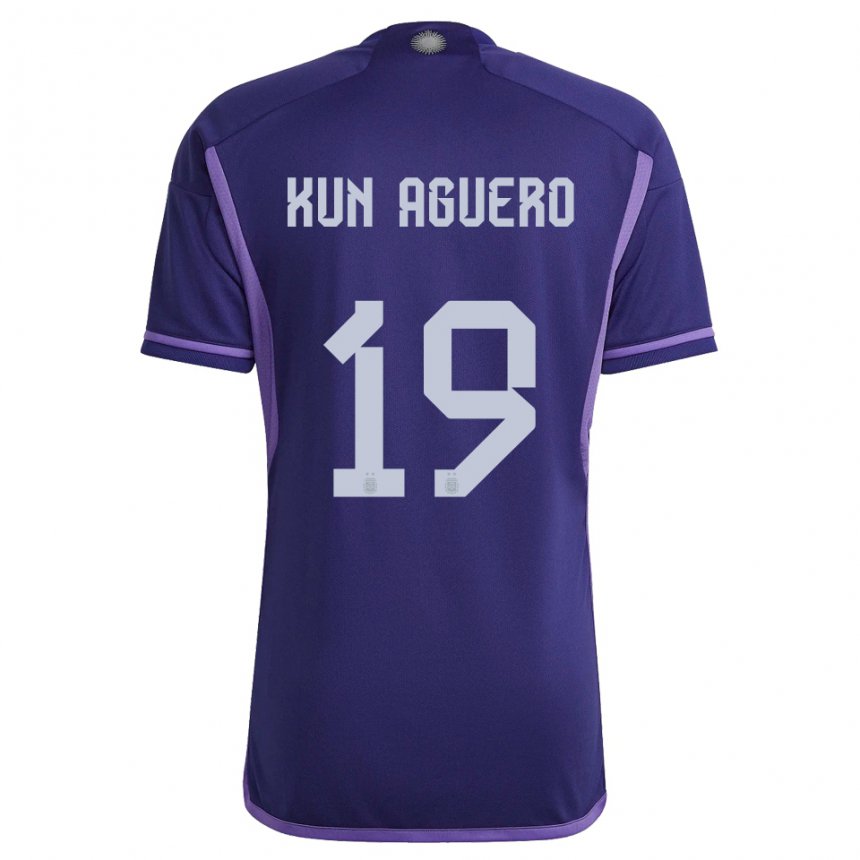 Herren Argentinische Sergio Aguero #19 Violett Auswärtstrikot Trikot 22-24 T-shirt Belgien