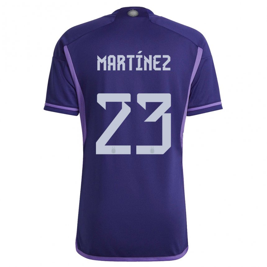 Homme Maillot Argentine Emiliano Martinez #23 Violet Tenues Extérieur 22-24 T-shirt Belgique