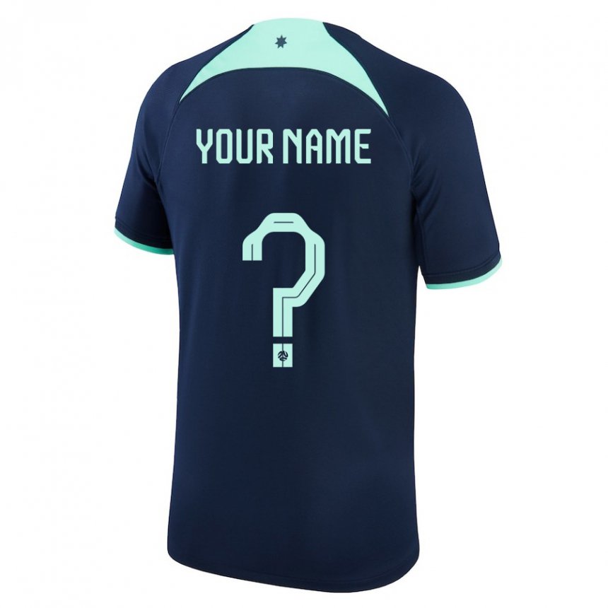 Homme Maillot Australie Votre Nom #0 Bleu Foncé Tenues Extérieur 22-24 T-shirt Belgique
