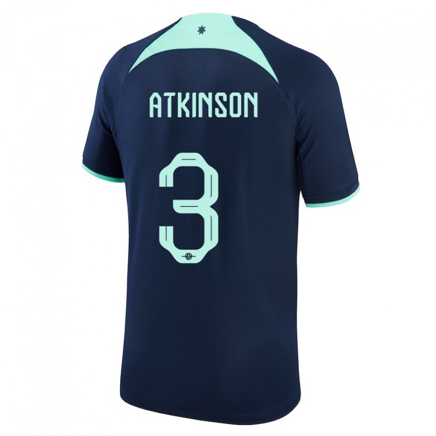 Herren Australische Nathaniel Atkinson #3 Dunkelblau Auswärtstrikot Trikot 22-24 T-shirt Belgien