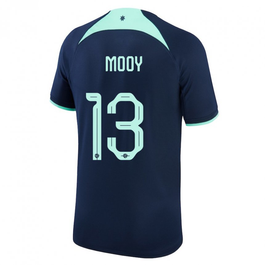 Herren Australische Aaron Mooy #13 Dunkelblau Auswärtstrikot Trikot 22-24 T-shirt Belgien