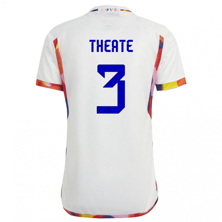 Herren Belgische Arthur Theate #3 Weiß Auswärtstrikot Trikot 22-24 T-shirt Belgien