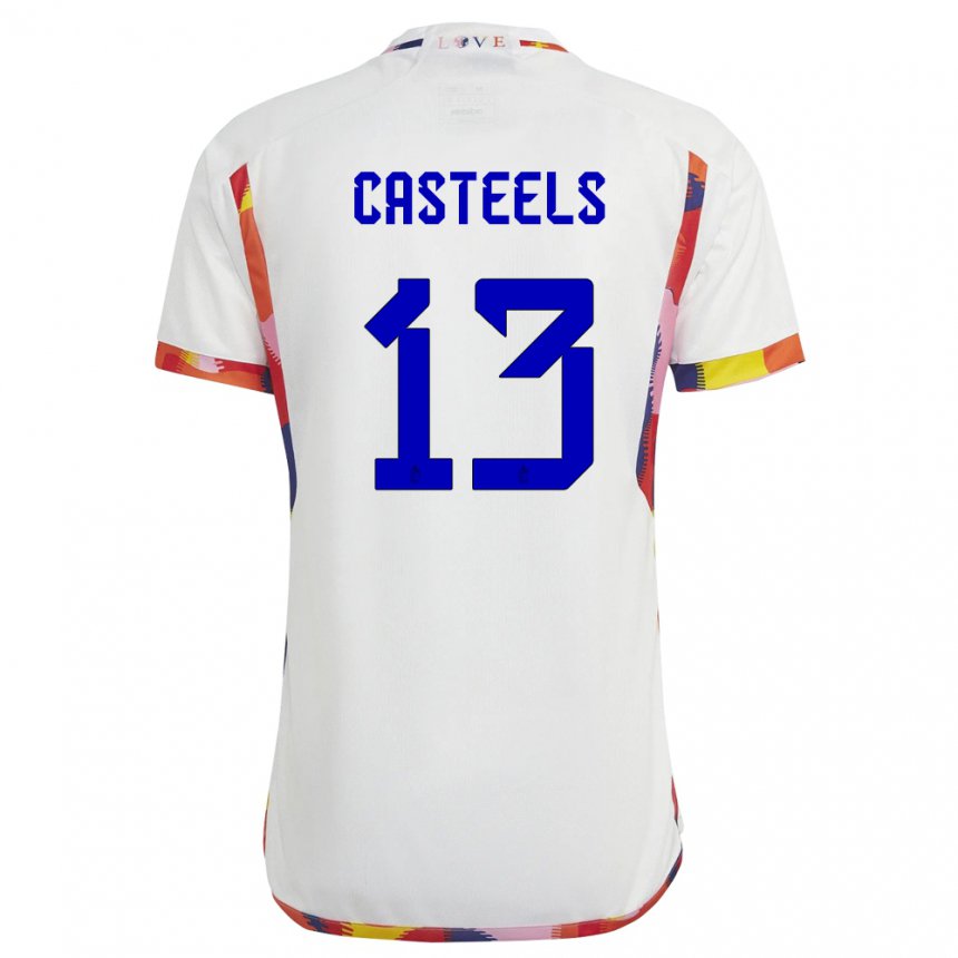 Herren Belgische Koen Casteels #13 Weiß Auswärtstrikot Trikot 22-24 T-shirt Belgien