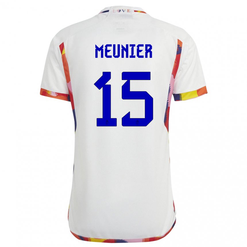 Herren Belgische Thomas Meunier #15 Weiß Auswärtstrikot Trikot 22-24 T-shirt Belgien