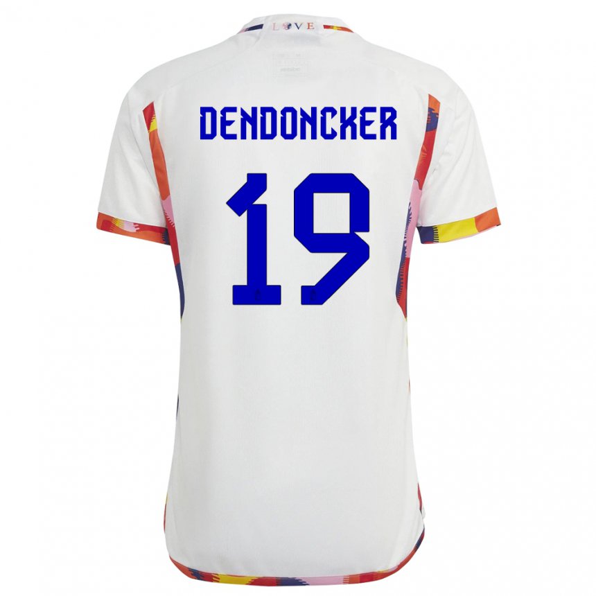 Herren Belgische Leander Dendoncker #19 Weiß Auswärtstrikot Trikot 22-24 T-shirt Belgien