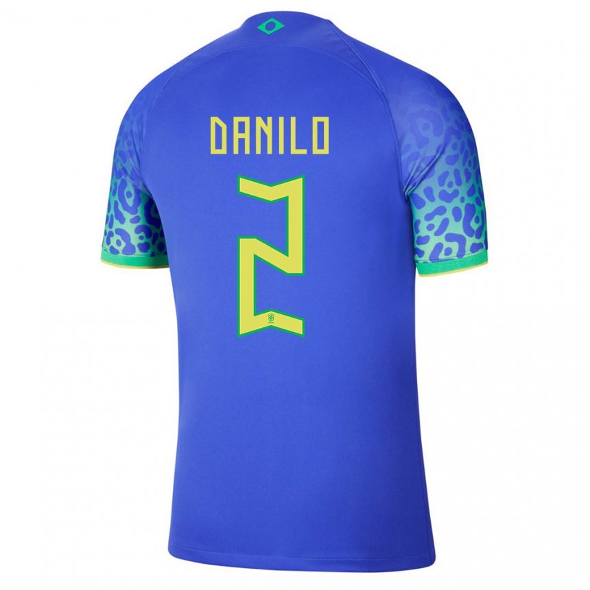 Herren Brasilianische Danilo #2 Blau Auswärtstrikot Trikot 22-24 T-shirt Belgien