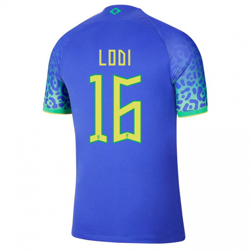 Homme Maillot Brésil Renan Lodi #16 Bleue Tenues Extérieur 22-24 T-shirt Belgique