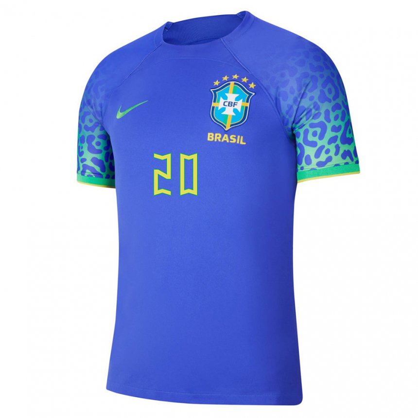 Homme Maillot Brésil Vinicius Junior #20 Bleue Tenues Extérieur 22-24 T-shirt Belgique