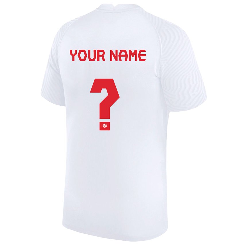 Herren Kanadische Ihren Namen #0 Weiß Auswärtstrikot Trikot 22-24 T-shirt Belgien