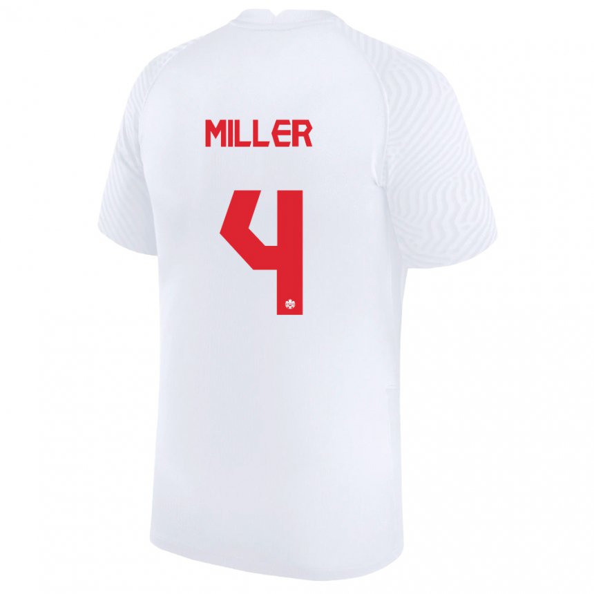 Homme Maillot Canada Kamal Miller #4 Blanc Tenues Extérieur 22-24 T-shirt Belgique