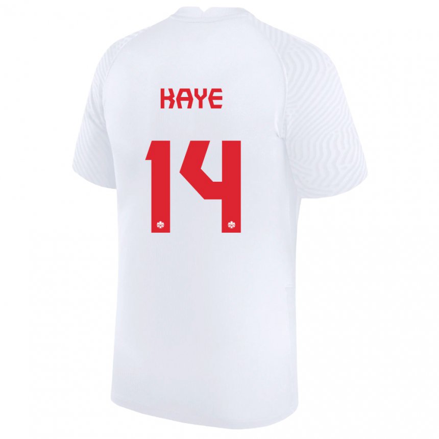 Herren Kanadische Mark Anthony Kaye #14 Weiß Auswärtstrikot Trikot 22-24 T-shirt Belgien