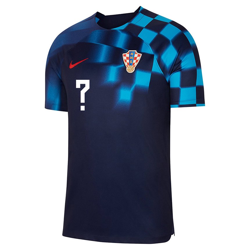 Herren Kroatische Ihren Namen #0 Dunkelblau Auswärtstrikot Trikot 22-24 T-shirt Belgien