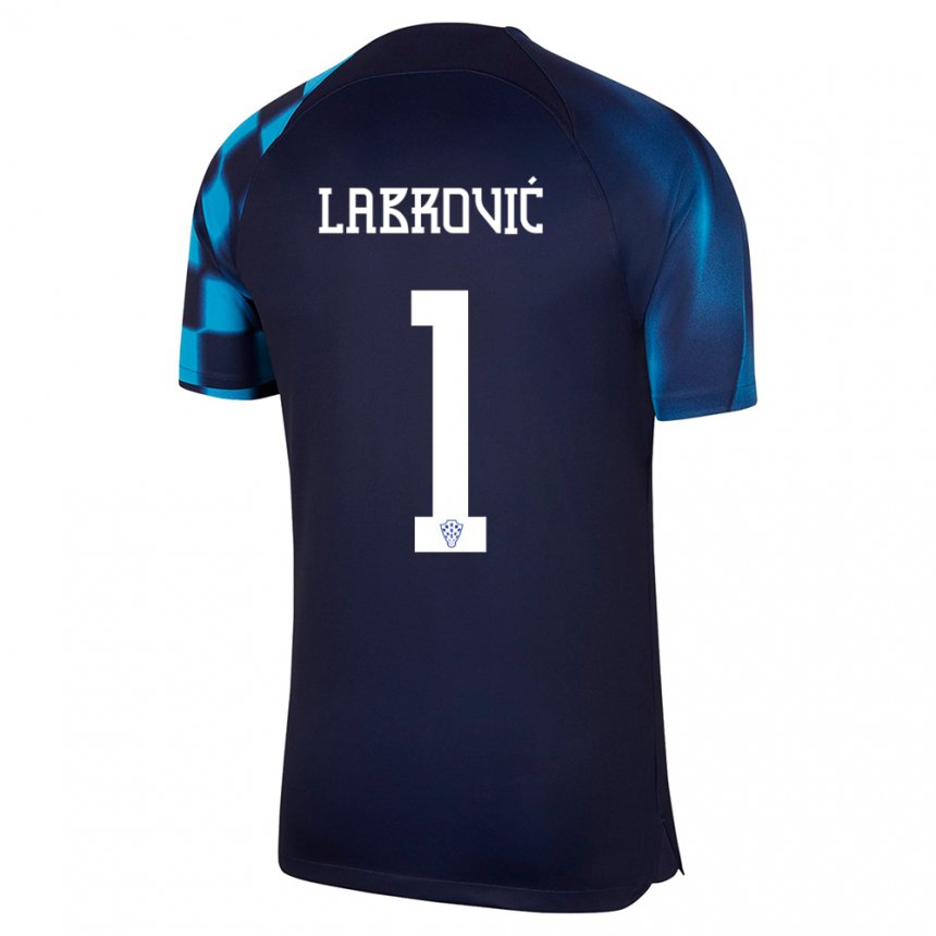 Herren Kroatische Nediljko Labrovic #1 Dunkelblau Auswärtstrikot Trikot 22-24 T-shirt Belgien