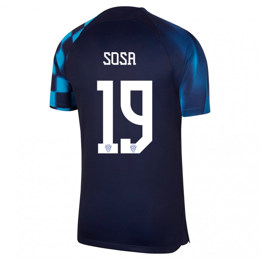 Herren Kroatische Borna Sosa #19 Dunkelblau Auswärtstrikot Trikot 22-24 T-shirt Belgien