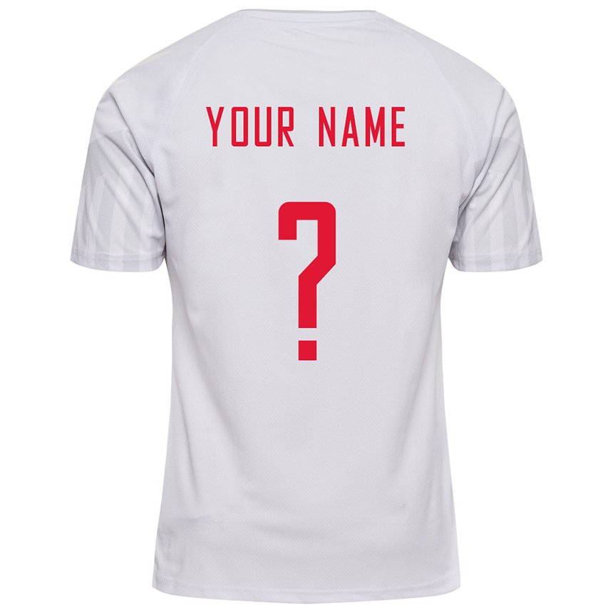 Homme Maillot Danemark Votre Nom #0 Blanc Tenues Extérieur 22-24 T-shirt Belgique