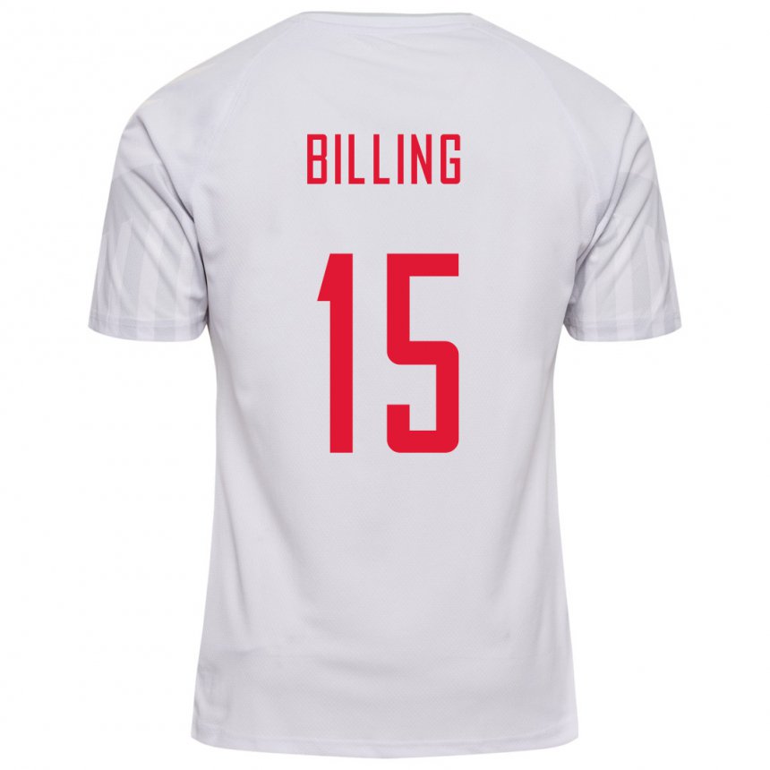 Homme Maillot Danemark Philip Billing #15 Blanc Tenues Extérieur 22-24 T-shirt Belgique