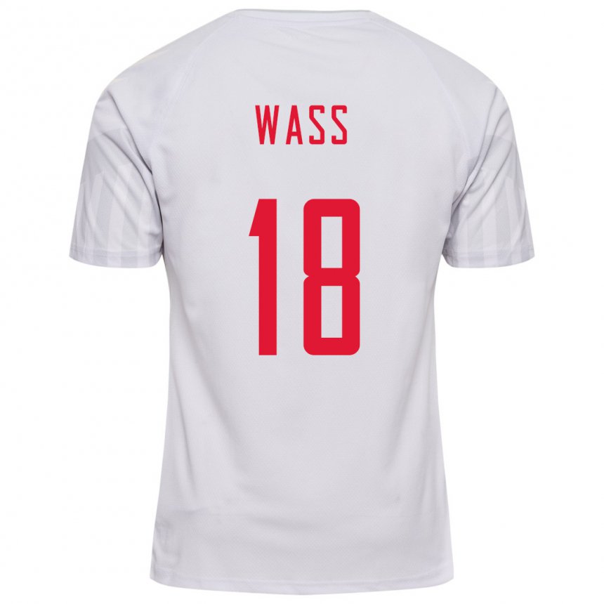 Herren Dänische Daniel Wass #18 Weiß Auswärtstrikot Trikot 22-24 T-shirt Belgien
