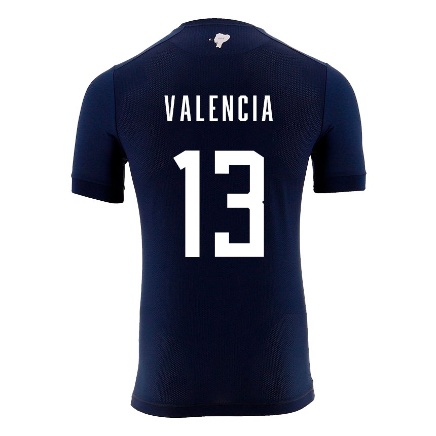 Homme Maillot Équateur Enner Valencia #13 Bleu Marine Tenues Extérieur 22-24 T-shirt Belgique
