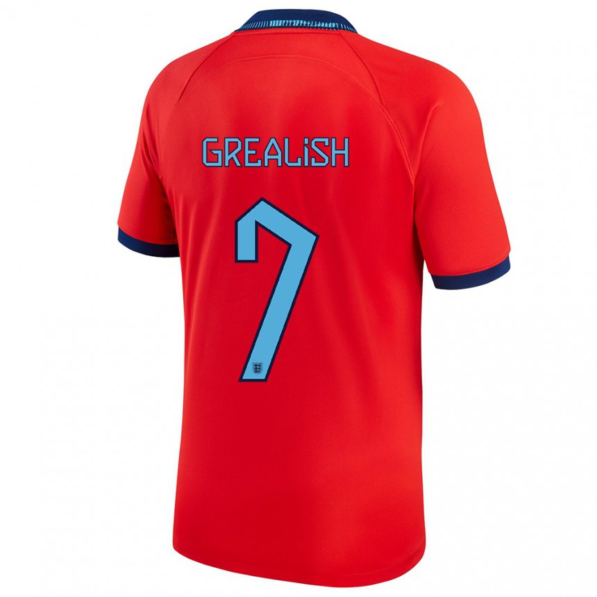 Homme Maillot Angleterre Jack Grealish #7 Rouge Tenues Extérieur 22-24 T-shirt Belgique