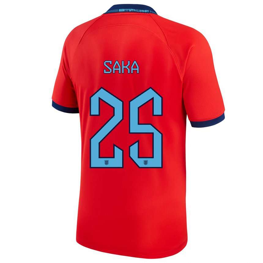 Homme Maillot Angleterre Bukayo Saka #25 Rouge Tenues Extérieur 22-24 T-shirt Belgique