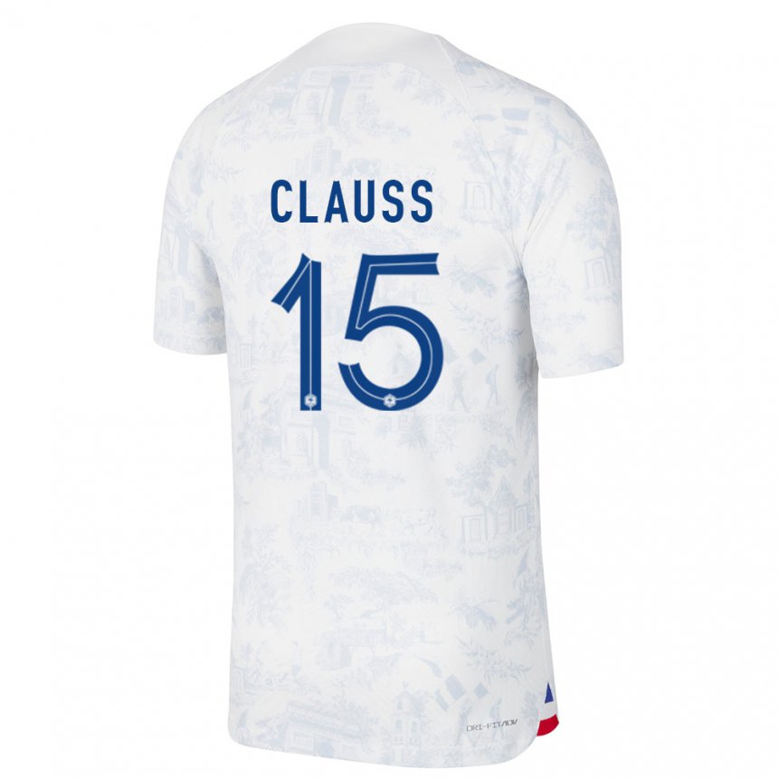 Herren Französische Jonathan Clauss #15 Weiß Blau Auswärtstrikot Trikot 22-24 T-shirt Belgien