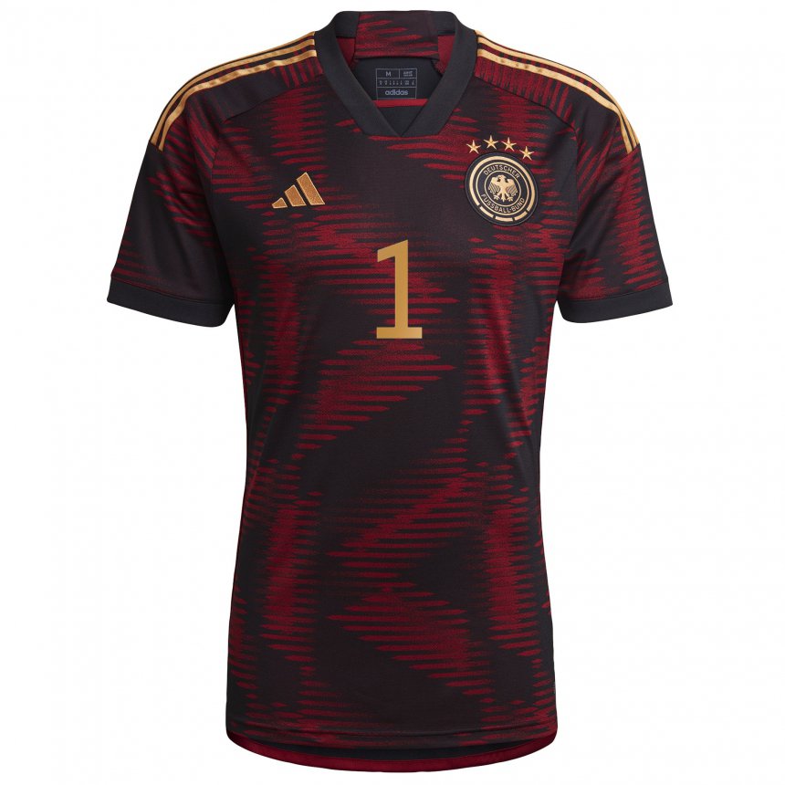 Herren Deutsche Manuel Neuer #1 Schwarz Kastanienbraun Auswärtstrikot Trikot 22-24 T-shirt Belgien