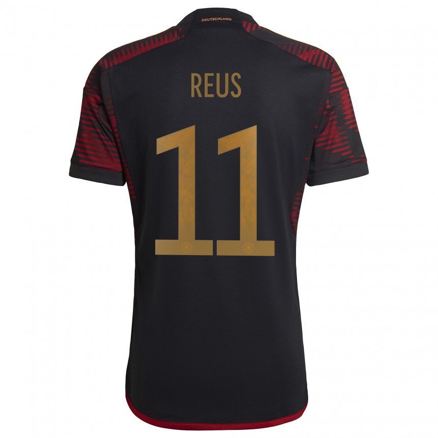 Herren Deutsche Marco Reus #11 Schwarz Kastanienbraun Auswärtstrikot Trikot 22-24 T-shirt Belgien
