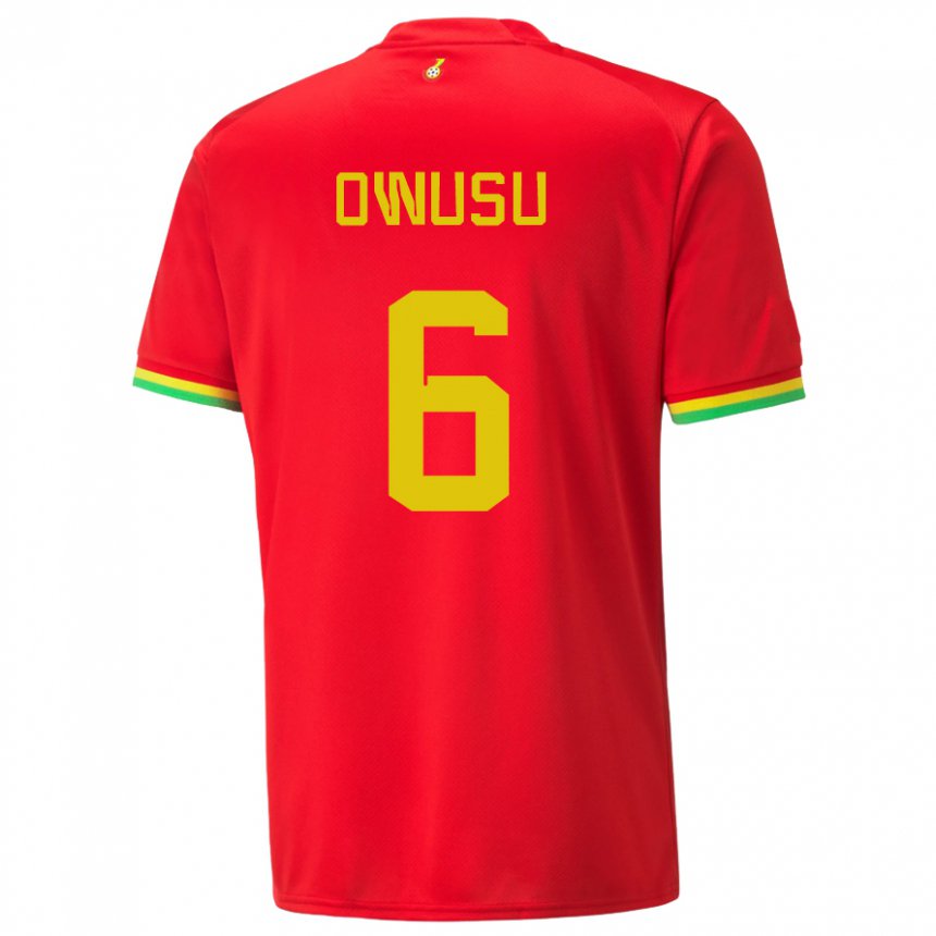 Homme Maillot Ghana Elisha Owusu #6 Rouge Tenues Extérieur 22-24 T-shirt Belgique