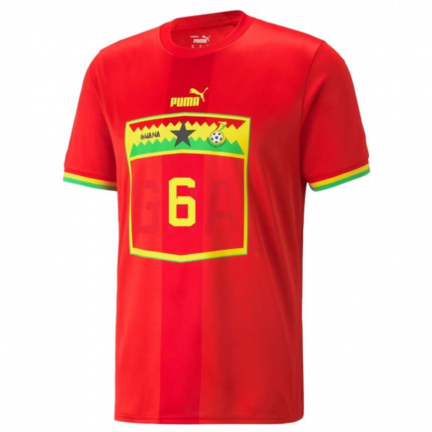Homme Maillot Ghana Elisha Owusu #6 Rouge Tenues Extérieur 22-24 T-shirt Belgique