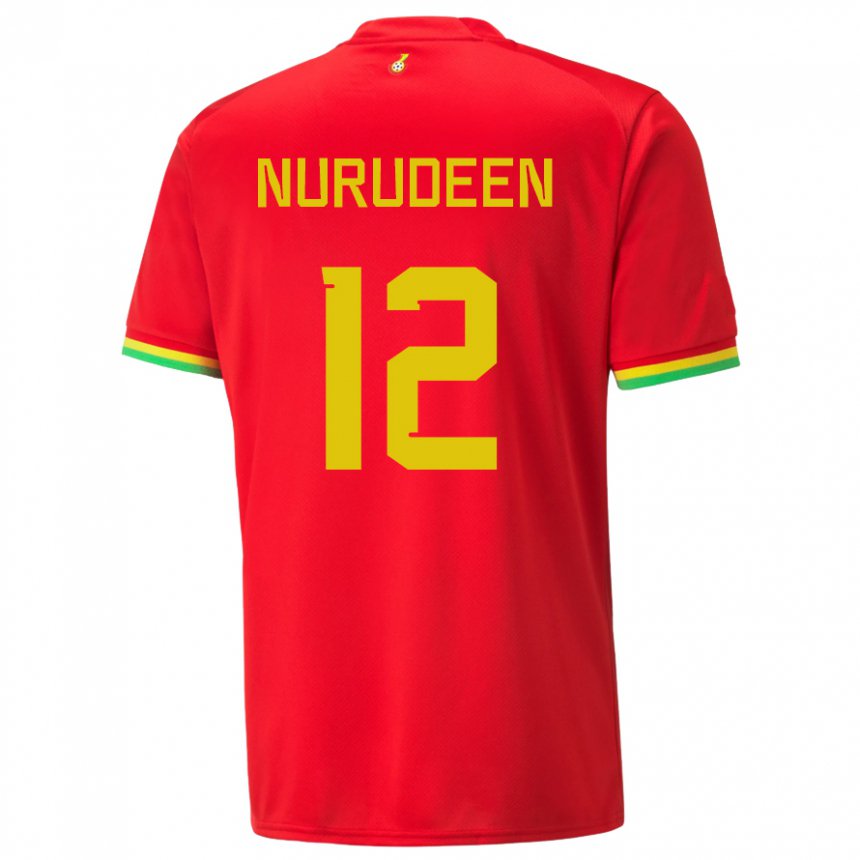 Homme Maillot Ghana Abdul Nurudeen #12 Rouge Tenues Extérieur 22-24 T-shirt Belgique