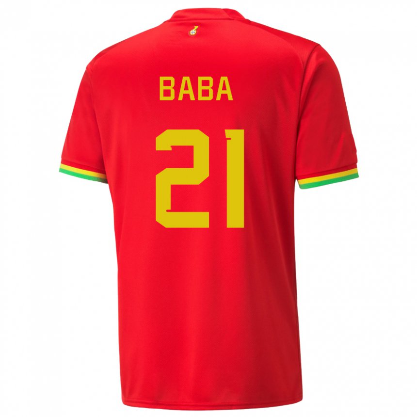 Homme Maillot Ghana Iddrisu Baba #21 Rouge Tenues Extérieur 22-24 T-shirt Belgique