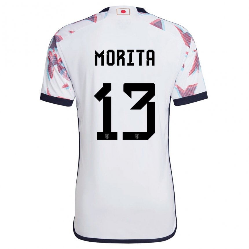 Herren Japanische Hidemasa Morita #13 Weiß Auswärtstrikot Trikot 22-24 T-shirt Belgien