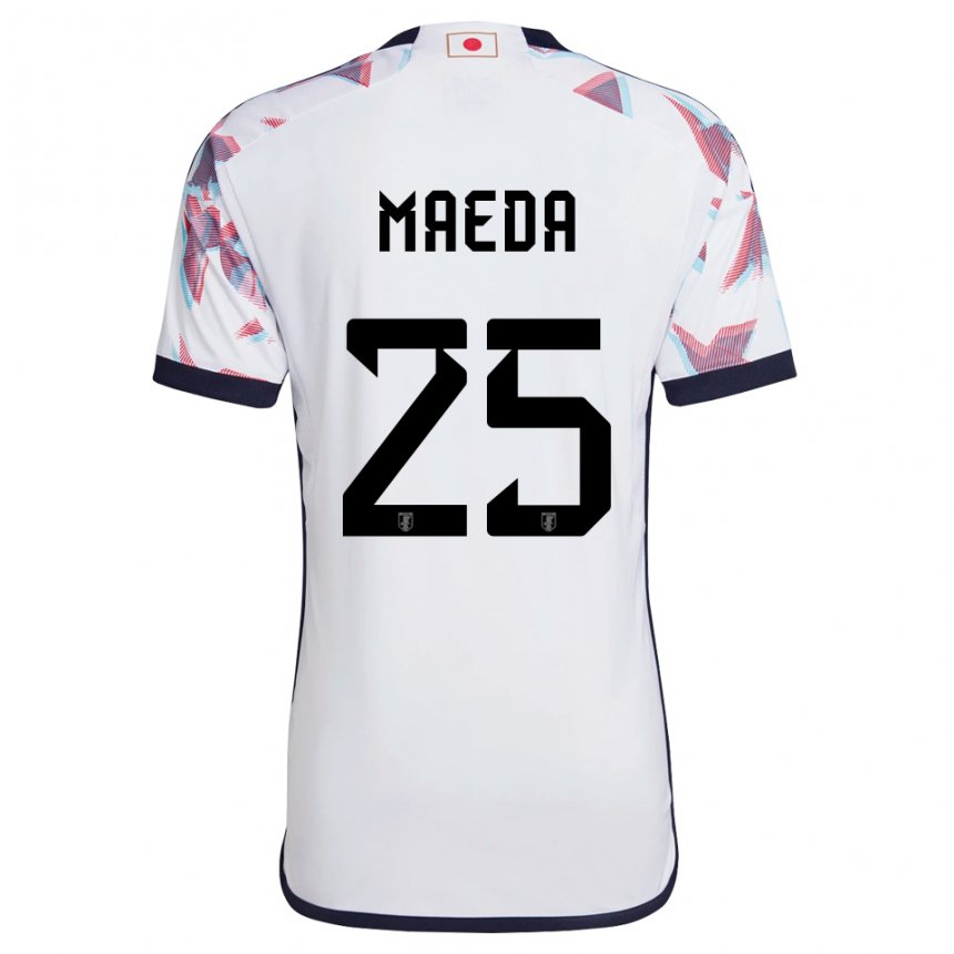 Herren Japanische Daizen Maeda #25 Weiß Auswärtstrikot Trikot 22-24 T-shirt Belgien