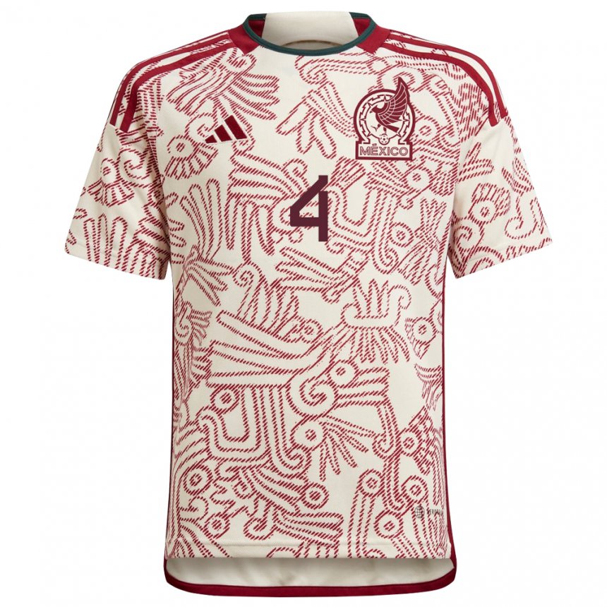 Herren Mexikanische Edson Alvarez #4 Wunder Weiß Rot Auswärtstrikot Trikot 22-24 T-shirt Belgien