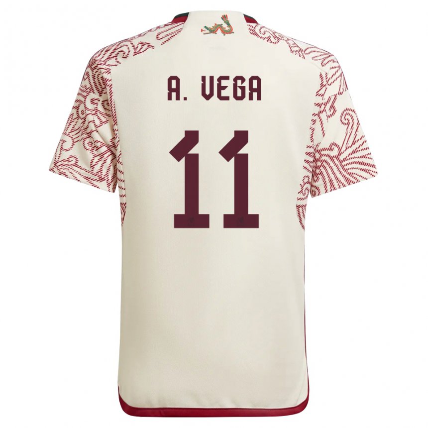 Herren Mexikanische Alexis Vega #11 Wunder Weiß Rot Auswärtstrikot Trikot 22-24 T-shirt Belgien