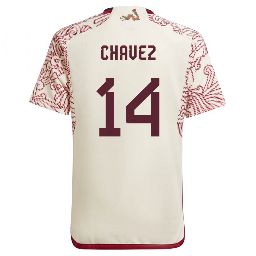 Homme Maillot Mexique Luis Chavez #14 Merveille Blanc Rouge Tenues Extérieur 22-24 T-shirt Belgique