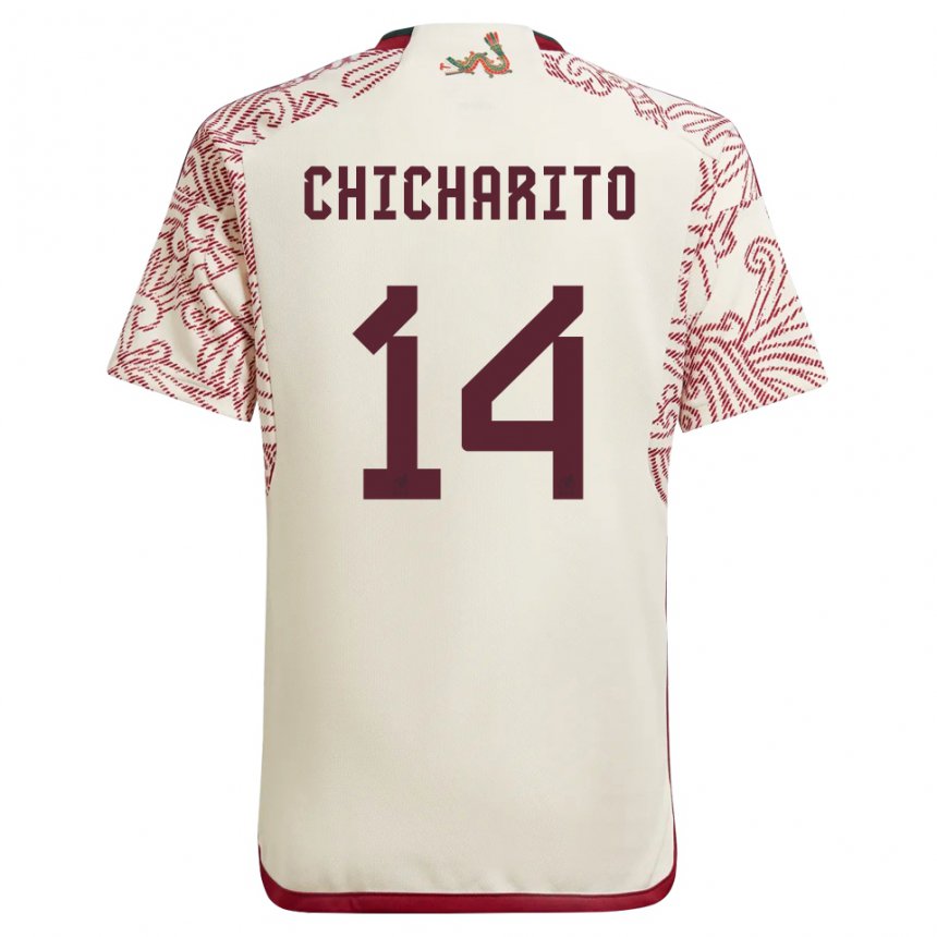 Herren Mexikanische Chicharito #14 Wunder Weiß Rot Auswärtstrikot Trikot 22-24 T-shirt Belgien