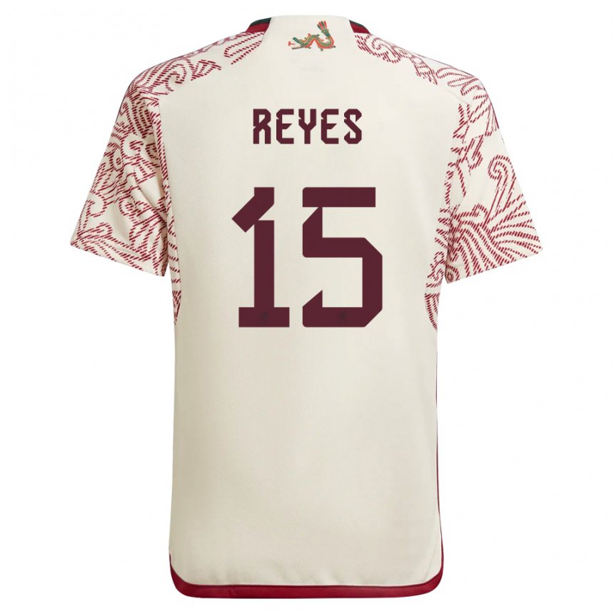 Herren Mexikanische Israel Reyes #15 Wunder Weiß Rot Auswärtstrikot Trikot 22-24 T-shirt Belgien