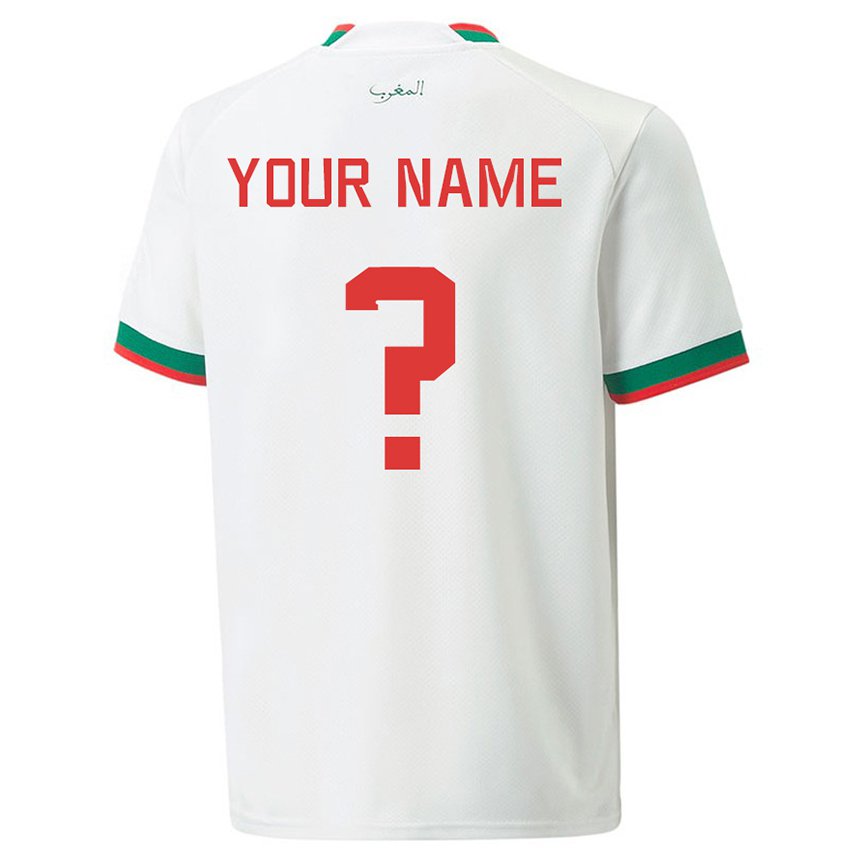 Homme Maillot Maroc Votre Nom #0 Blanc Tenues Extérieur 22-24 T-shirt Belgique