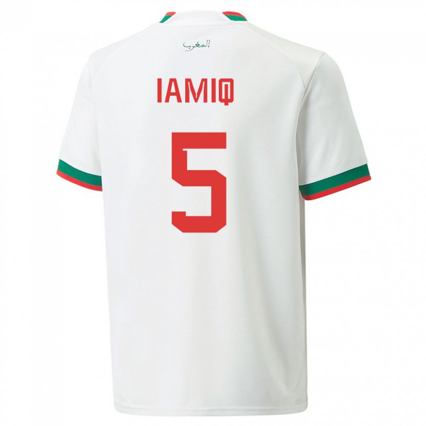 Homme Maillot Maroc Jawad Iamiq #5 Blanc Tenues Extérieur 22-24 T-shirt Belgique