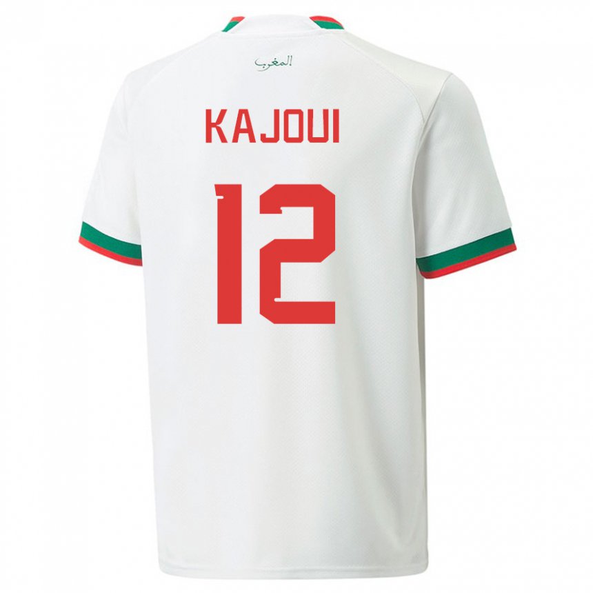 Heren Marokkaans Munir Kajoui #12 Wit Uitshirt Uittenue 22-24 T-shirt België