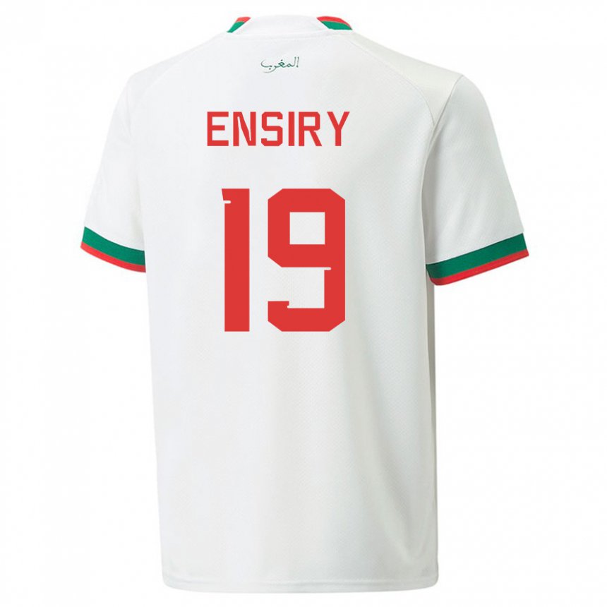 Herren Marokkanische Youssef Ensiry #19 Weiß Auswärtstrikot Trikot 22-24 T-shirt Belgien