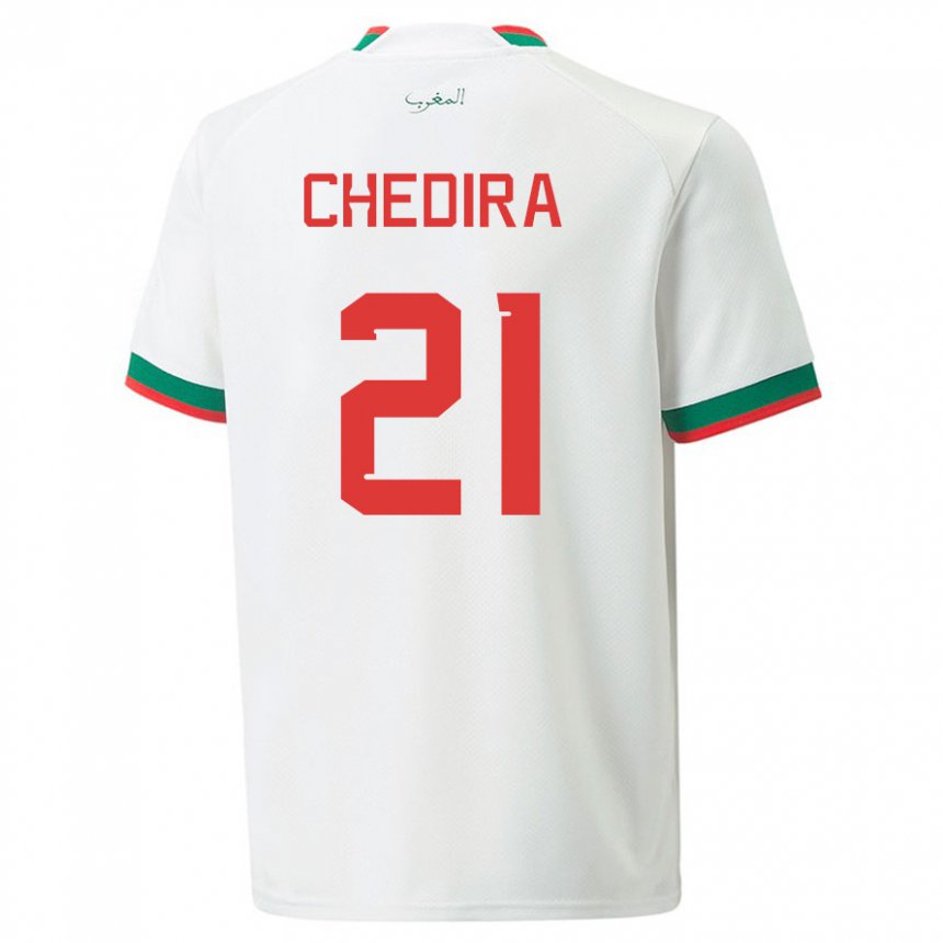 Heren Marokkaans Walid Chedira #21 Wit Uitshirt Uittenue 22-24 T-shirt België